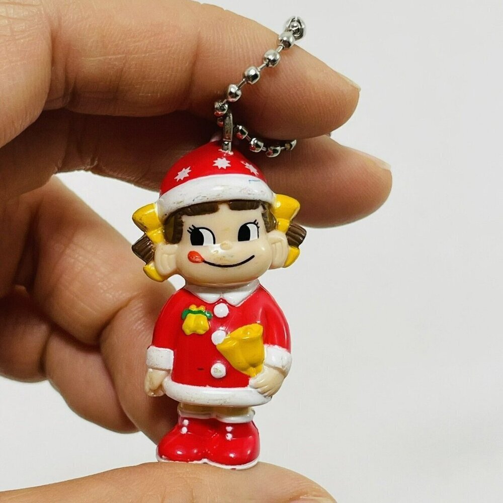 Milky Peko Figure Christmas Santa Girl Keychain Chain Mascot Bell Japan Kawaii